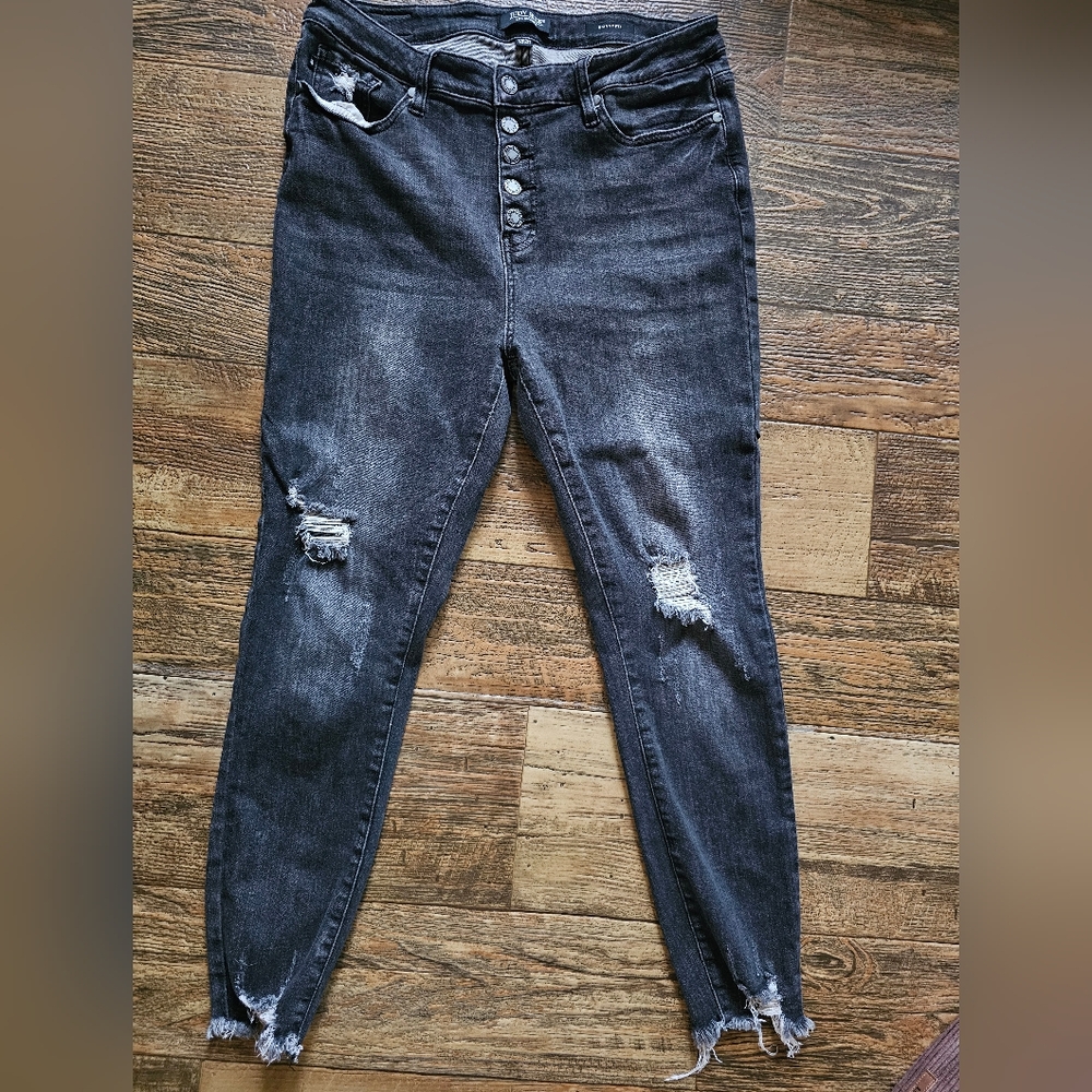 Judy Blue Black Washed High-Rise Skinny Jeans with Distress